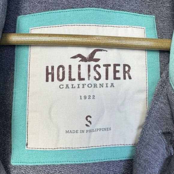 Y2K Hollister Womens Henley Hoodie Cardigan Size S Gray Button Up Jacket Preppy - Picture 9 of 10